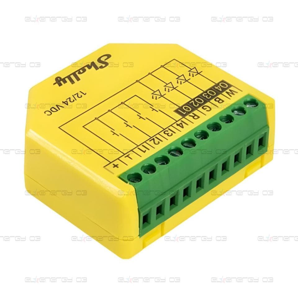 Микромодул Smart реле 4х димер за ленти 120W@12V, 240W@24V Shelly Plus RGBW PM – 265635S