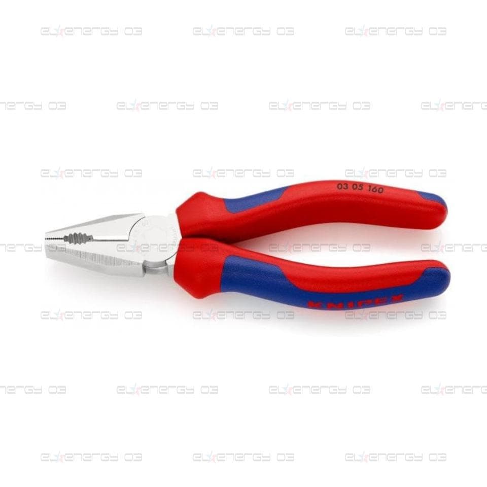 Комбинирани клещи, хромирани, синьо-червена ръкохватка 160мм, Knipex