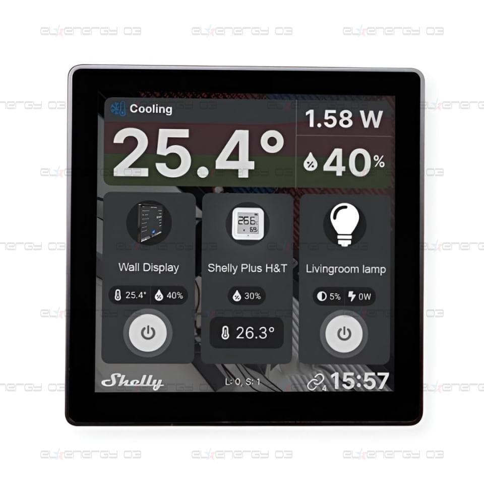 Пулт за управление със Smart реле 1х On/Off 5A изисква неутрала черен Shelly Wall Display – 264904
