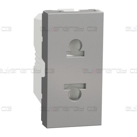 Контактен излаз, New unica, 2P, 16A, европейски, с капак, алуминий