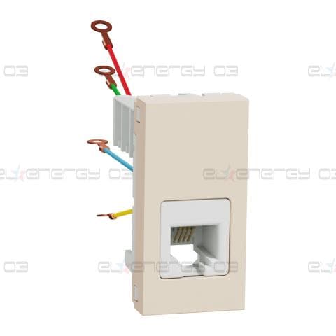 Телефонен контакт, New unica, RJ12, 1 конектор, 1 модул, крем