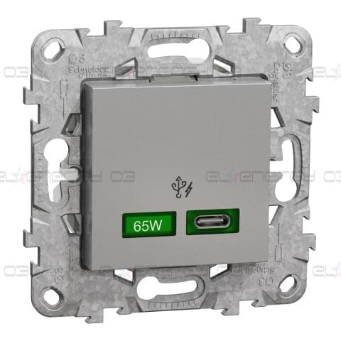 USB Quick Charge зарядно тип C, New Unica, 65W, алиминий