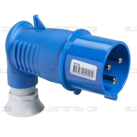 Индустриален присъединител Mureva PK, 90° ъгъл, 32A, 2P+E, 220V, IP44