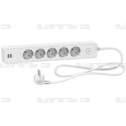 Unica разклонител шуко - 5 гнезда - с USB порт - бял