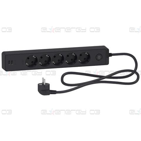 Разклонител 5 Гнезда & 2 USB 1.5M Антрацит