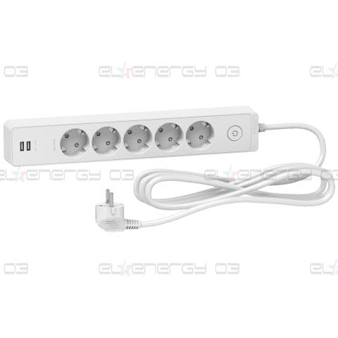 Unica разклонител шуко - 5 гнезда - с USB порт - бял