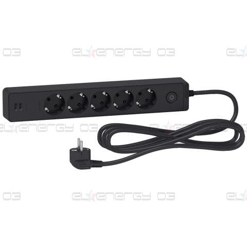 Разклонител 5 Гнезда & 2 USB 3M Антрацит