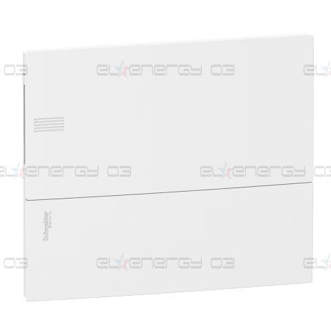 Enclosure, Resi9 MP, вграден монтаж, 1 ред от 12 модула, IP40, бяла вратичка, 1 земя + 1 нула клеморед