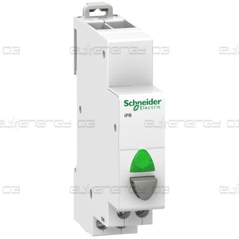 Acti9 iPB 1NO единичен пуш бутон сив - индикатор светлозелен 12-48Vac/dc
