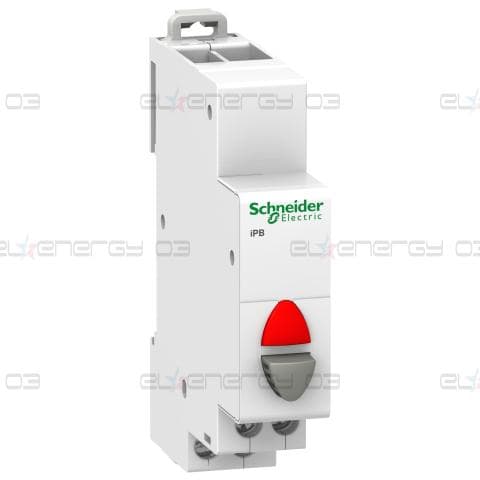 Acti9 iPB 1NC единичен пуш бутон сив - светлинен индикатор червен 12-48Vac/dc
