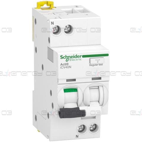 Комбинирана дефектнотокова защита (RCBO), Acti9 iCV40N, 1P+N, 16A, C крива, 6000A, A тип, 10mA