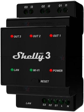 Импулсно Smart реле 3х On/Off 16A (48A) за DIN монтаж Shelly PRO 3 – 268094
