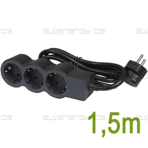 Разклонител ЧЕРЕН 3x2P+E с кабел 1.5 метра / 3×1.5мм2 Standard NEW Legrand