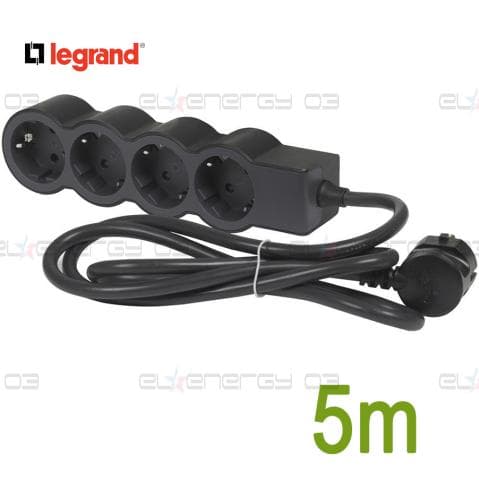 Разклонител ЧЕРЕН 4x2P+E с кабел 5 метра / 3×1.5мм2 Standard NEW Legrand