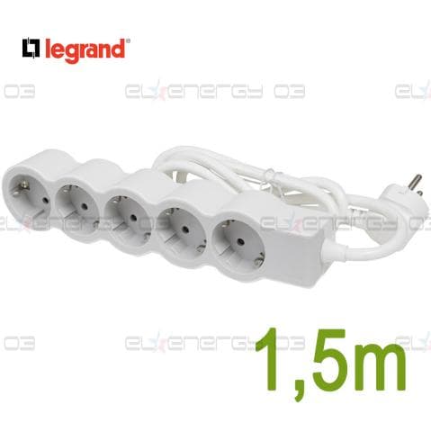 Разклонител БЯЛ 5x2P+E с кабел 1.5 метра / 3×1.5мм2 Standard NEW Legrand