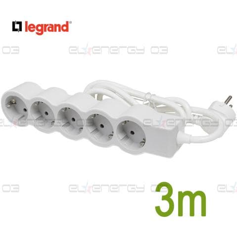 Разклонител БЯЛ 5x2P+E с кабел 3 метра / 3×1.5мм2 Standard NEW Legrand