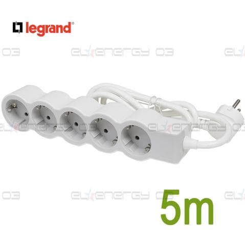 Разклонител БЯЛ 5x2P+E с кабел 5 метра / 3×1.5мм2 Standard NEW Legrand