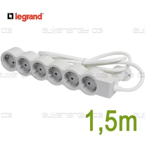 Разклонител БЯЛ 6x2P+E с кабел 1.5 метра / 3×1.5мм2 Standard NEW Legrand
