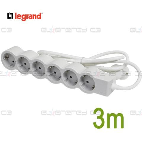 Разклонител БЯЛ 6x2P+E с кабел 3 метра / 3×1.5мм2 Standard NEW Legrand