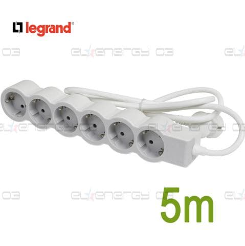 Разклонител БЯЛ 6x2P+E с кабел 5 метра / 3×1.5мм2 Standard NEW Legrand