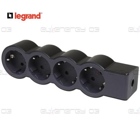 Разклонител ЧЕРЕН 4x2P+E без кабел Standard NEW Legrand