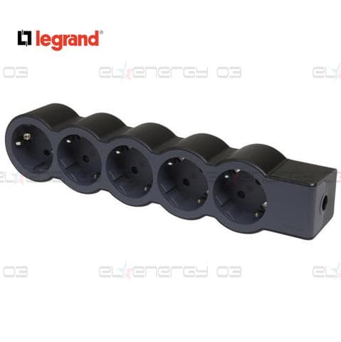 Разклонител ЧЕРЕН 5x2P+E без кабел Standard NEW Legrand