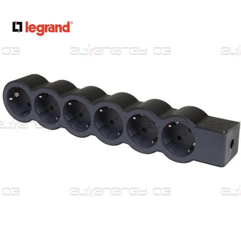 Разклонител ЧЕРЕН 6x2P+E без кабел Standard NEW Legrand