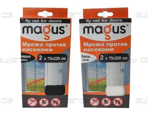 Мрежа срещу насекоми за врати, 1.40м/2.20м, Бяла/Черна, MAGUS
