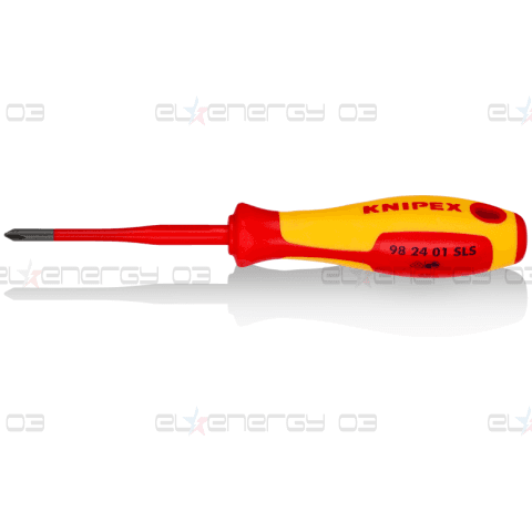 Отвертка PH/S 1, VDE 1000V жълто-червена ръкохватка 187мм, Knipex