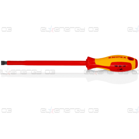 Отвертка шлиц 10, VDE 1000V жълто-червена ръкохватка 320мм, Knipex