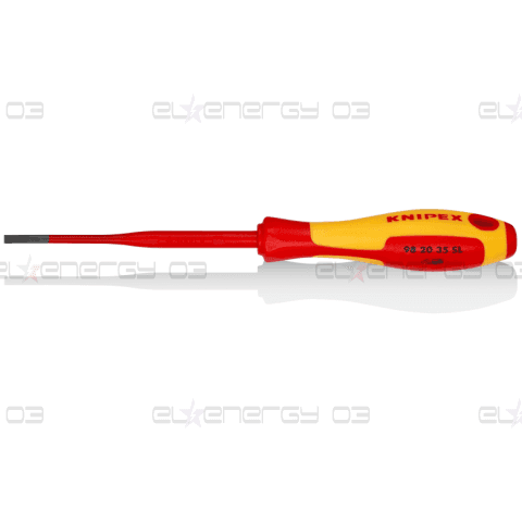 Отвертка шлиц 3.5 Slim, VDE 1000V жълто-червена ръкохватка 202мм, Knipex