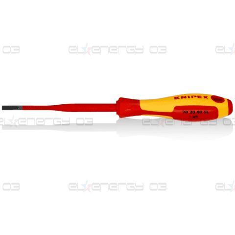 Отвертка шлиц 4.0 Slim, VDE 1000V жълто-червена ръкохватка 202мм, Knipex