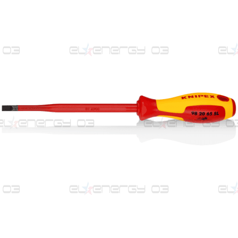Отвертка шлиц 6.5 Slim, VDE 1000V жълто-червена ръкохватка 262мм, Knipex