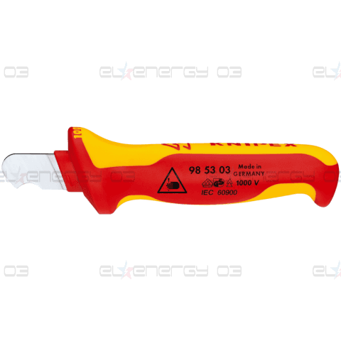 Кабелен нож извит, VDE 1000V жълто-червена ръкохватка 170мм, Knipex