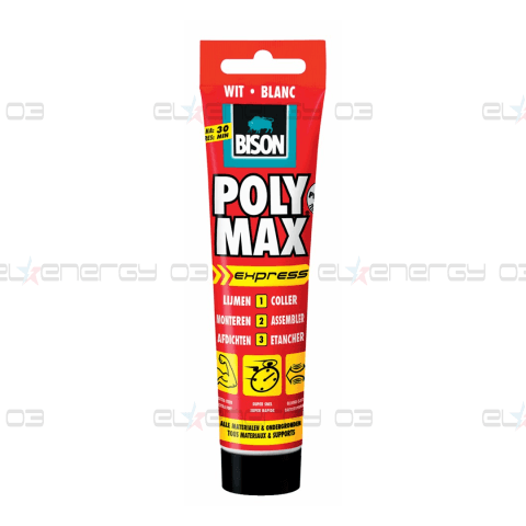 Универсално строително лепило Bison Poly Max Original Express, Бяло, 165гр