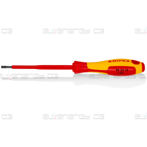 Отвертка шлиц 3.5, VDE 1000V жълто-червена ръкохватка 202мм, Knipex