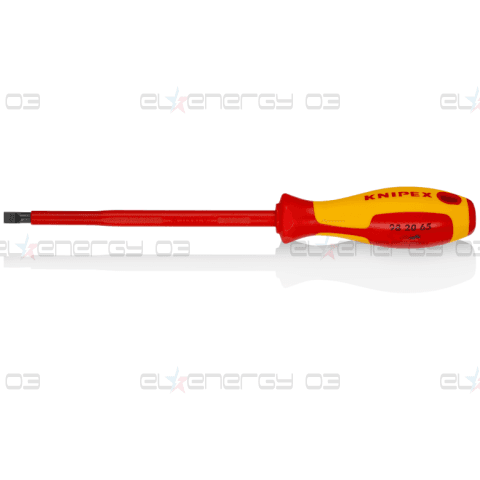 Отвертка шлиц 6.5, VDE 1000V жълто-червена ръкохватка 262мм, Knipex