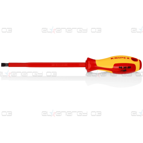 Отвертка шлиц 8.0, VDE 1000V жълто-червена ръкохватка 295мм, Knipex