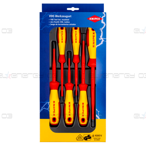 Комплект с 6 бр. отвертки VDE 1000V – 4х шлиц Slim и 2х PH Slim, Knipex