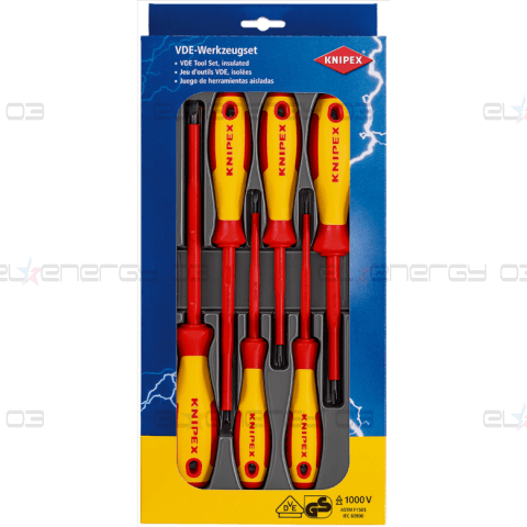 Комплект с 6 бр. отвертки VDE 1000V – 4х шлиц и 2х PH, Knipex