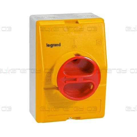 Пакетен превключвател 0-1 4P 20A с кутия IP65, червена ръкохватка, Legrand