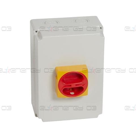 Пакетен превключвател 0-1 4P 40A с кутия IP65, червена ръкохватка, Legrand