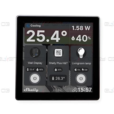Пулт за управление със Smart реле 1х On/Off 5A изисква неутрала черен Shelly Wall Display – 264904