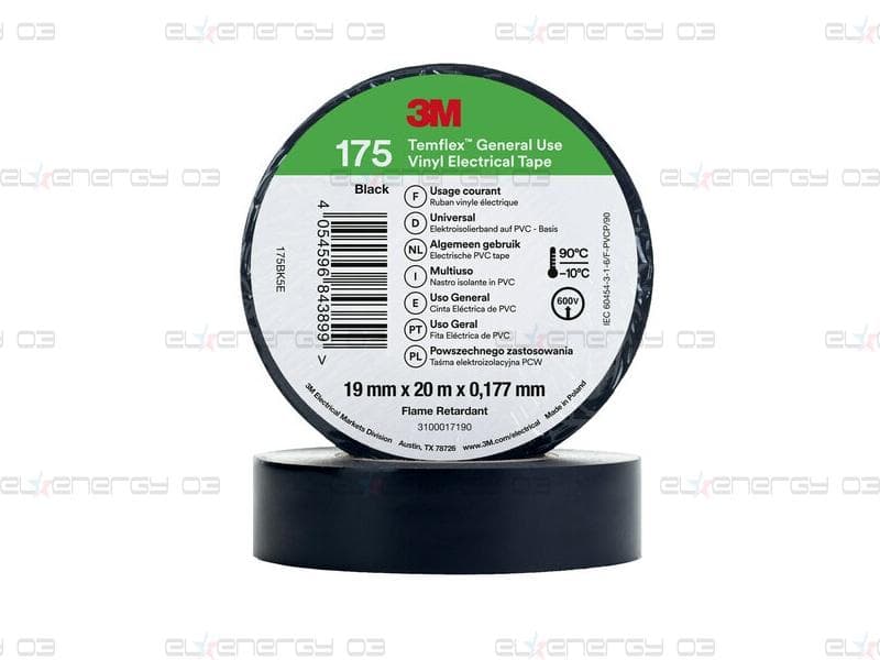 3M Temflex 175 Изолирбанд, 20м/19мм, 180 микрона – Черен